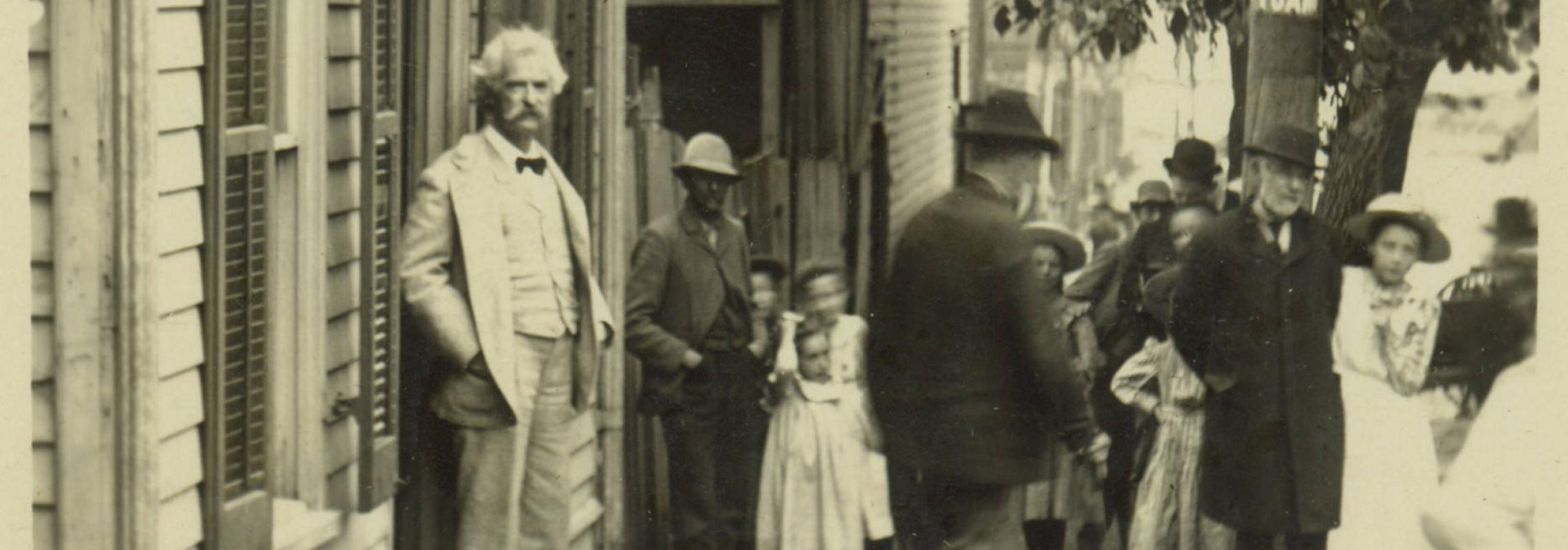 photograph of Mark Twain during a visit to his hometown of Hannibal, Mo.