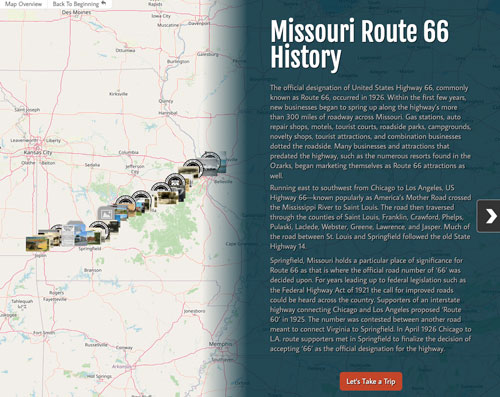 Route 66 Interactive Map screenshot