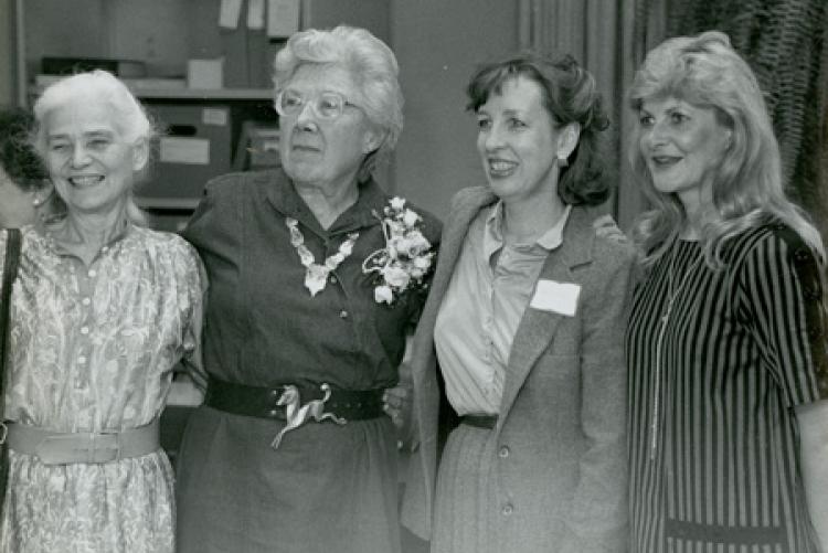 Donna Allen, Marjorie Paxson, Jean Gaddy Wilson, and Nancy Lankford at the National Women and Media Collection celebration in 1987.