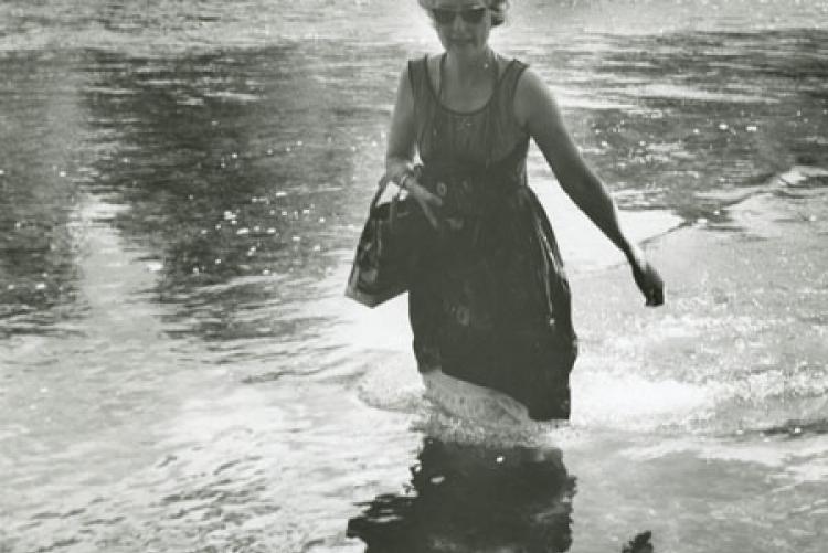 Lucile Morris Upton crossing the James River in 1956