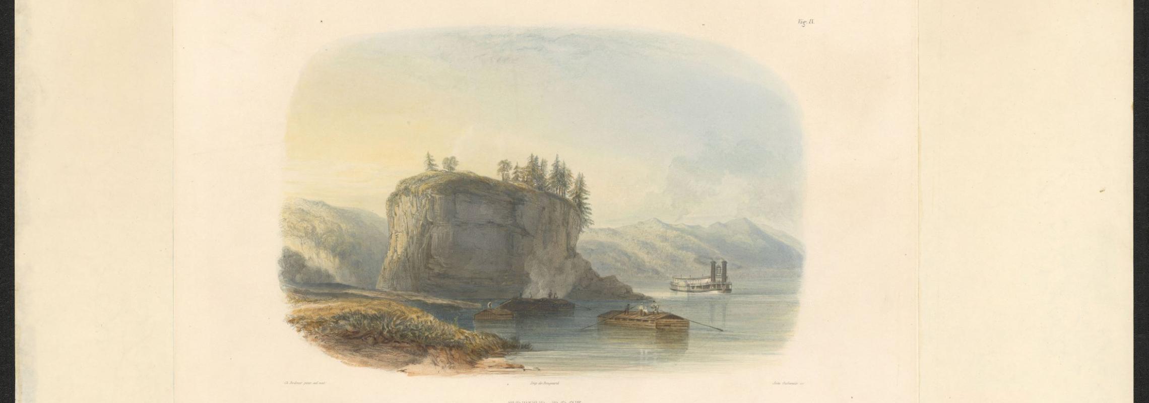 Tower Rock on the Mississippi River by Karl Bodmer