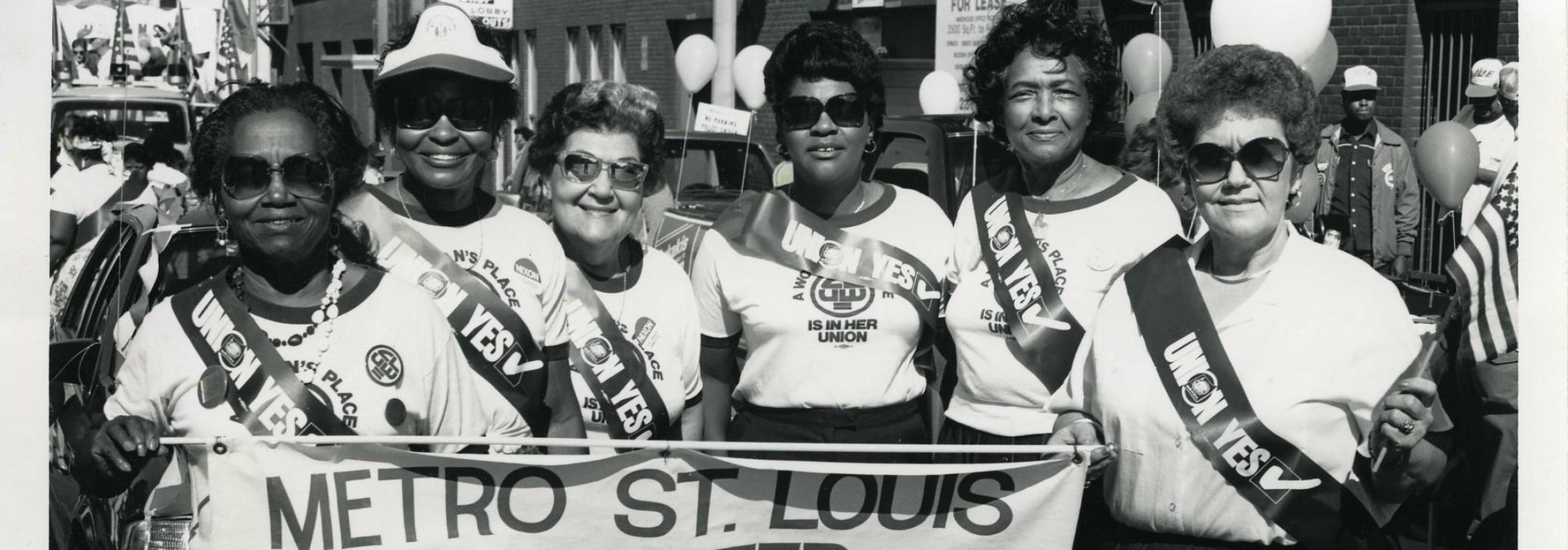 Coalition of Labor Union members at Labor Day Parade, 1988
