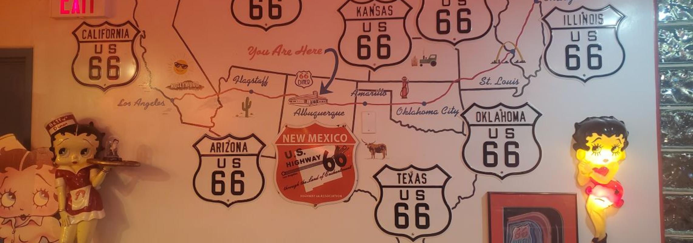 map of Route 66 display in Albuquerque New Mexico