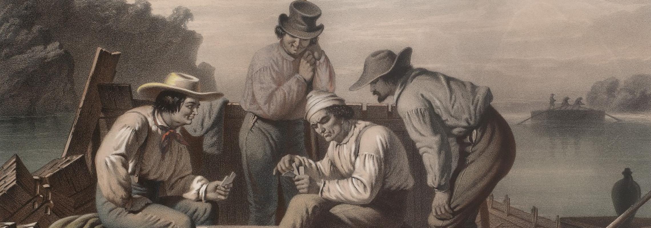 "In a Quandry" 1852 After G.C. Bingham, Lithographed by Claude Regnier 