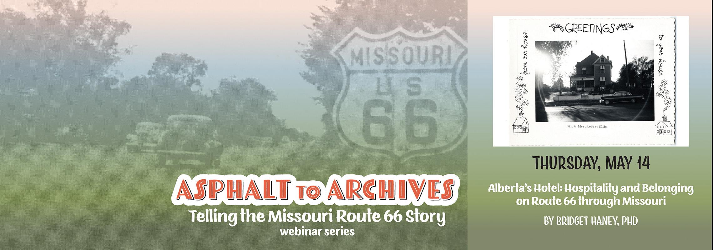 Title card with image of Christmas card from Alberta's showing hotel