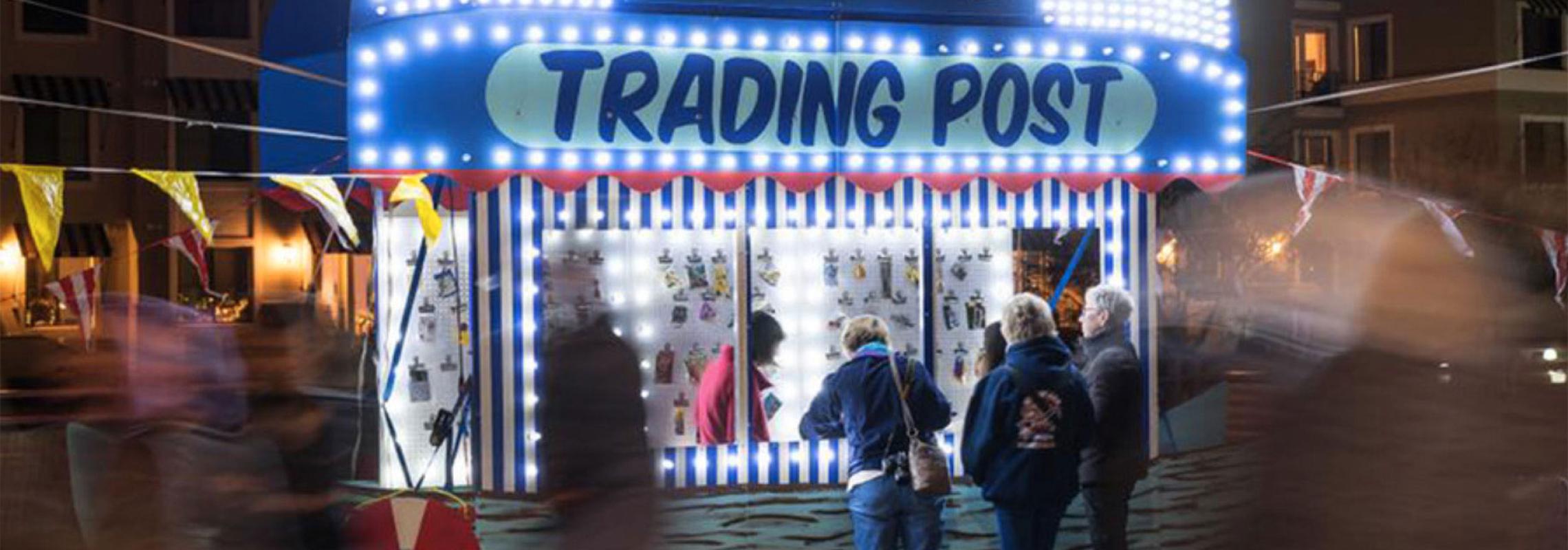 Barter Boat at night