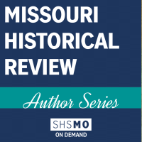 Says "Missouri Historical Review Author Series Greg Olson" with an Indigenous man dressed in ceremonial garb