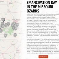 First slide of the Emancipation Day in Missouri Ozarks digital interactive map