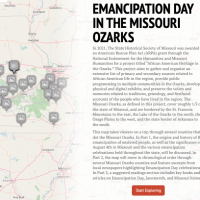 A screenshot of the interactive map Emancipation Day in the Ozarks