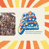 Ozark Music Festival logo with photo of crowd at event